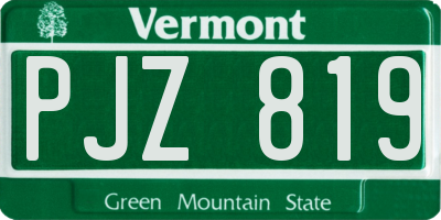 VT license plate PJZ819