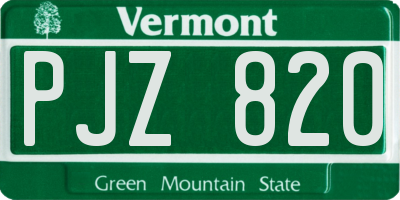 VT license plate PJZ820