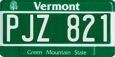 VT license plate PJZ821
