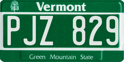 VT license plate PJZ829