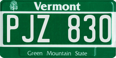 VT license plate PJZ830