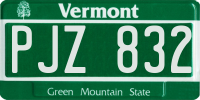 VT license plate PJZ832