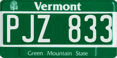 VT license plate PJZ833