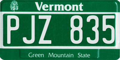 VT license plate PJZ835