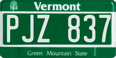 VT license plate PJZ837