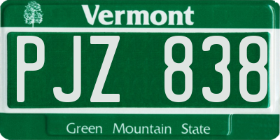 VT license plate PJZ838