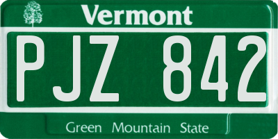 VT license plate PJZ842