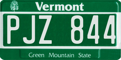 VT license plate PJZ844