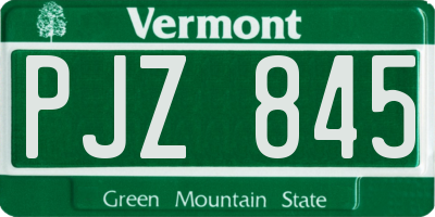 VT license plate PJZ845