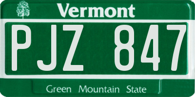 VT license plate PJZ847