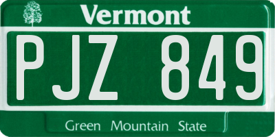 VT license plate PJZ849