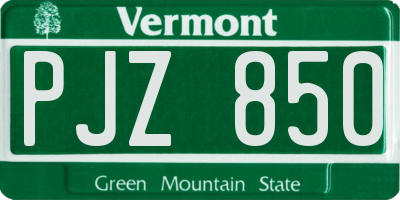 VT license plate PJZ850