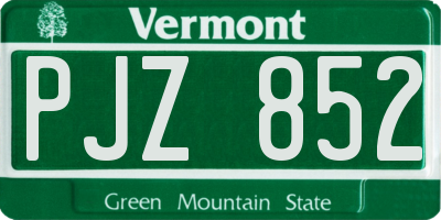 VT license plate PJZ852