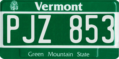 VT license plate PJZ853