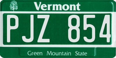 VT license plate PJZ854