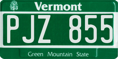 VT license plate PJZ855