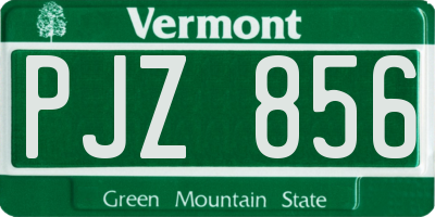 VT license plate PJZ856