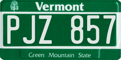 VT license plate PJZ857