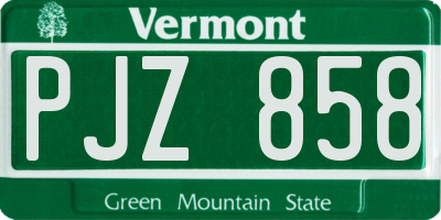 VT license plate PJZ858