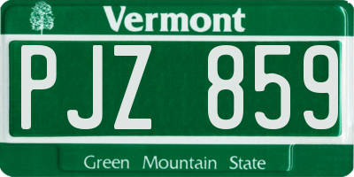 VT license plate PJZ859