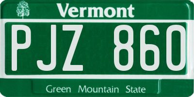 VT license plate PJZ860