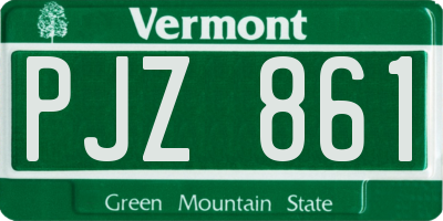 VT license plate PJZ861