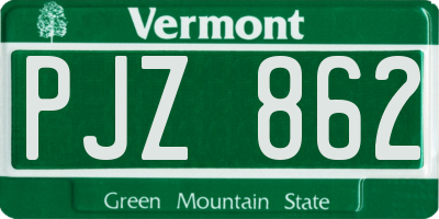 VT license plate PJZ862