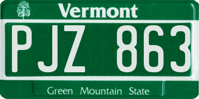 VT license plate PJZ863