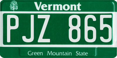 VT license plate PJZ865