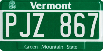VT license plate PJZ867