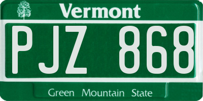 VT license plate PJZ868