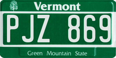 VT license plate PJZ869