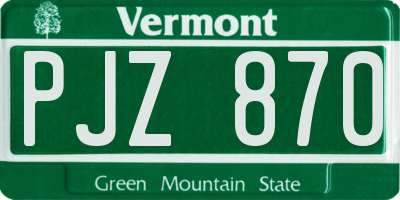 VT license plate PJZ870