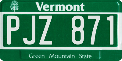 VT license plate PJZ871