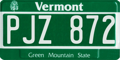 VT license plate PJZ872