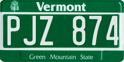 VT license plate PJZ874