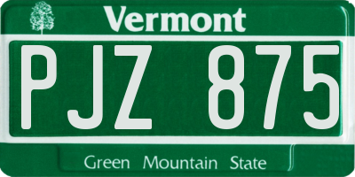 VT license plate PJZ875