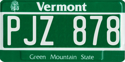 VT license plate PJZ878