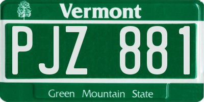VT license plate PJZ881