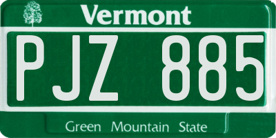 VT license plate PJZ885