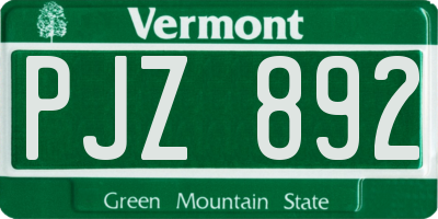 VT license plate PJZ892