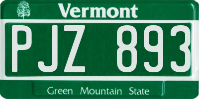 VT license plate PJZ893