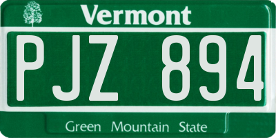 VT license plate PJZ894