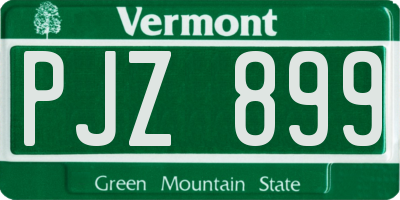 VT license plate PJZ899