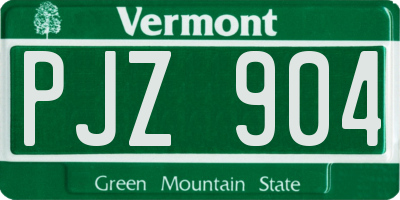 VT license plate PJZ904