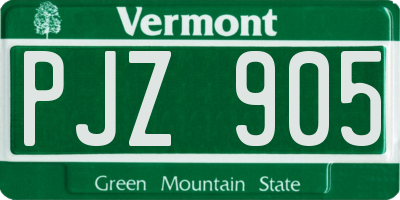 VT license plate PJZ905
