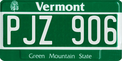VT license plate PJZ906