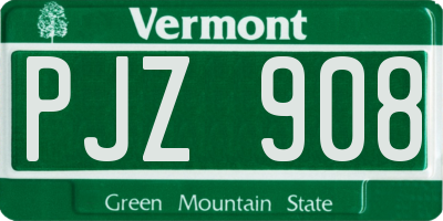 VT license plate PJZ908