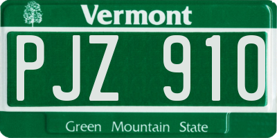 VT license plate PJZ910