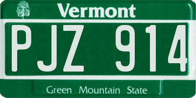 VT license plate PJZ914